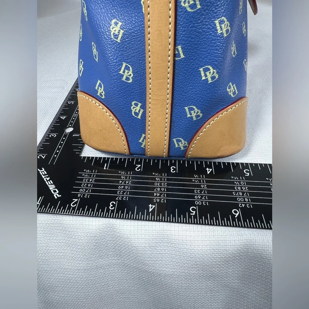 4222: Dooney & Bourke Blue DB Monogram 3 Pc Satchel Wallet Glasses Case Set
